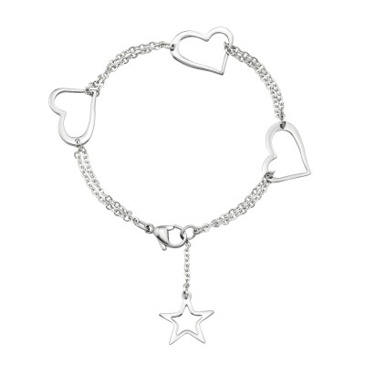 High Polish Surgical Steel Heart Bracelet for Women