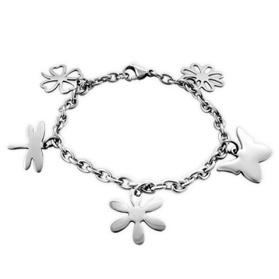 High Polish Steel Flower Bracelet for Women