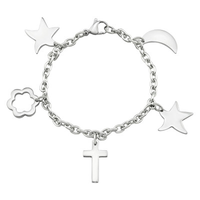 High Polish Surgical Steel Star Bracelet for Women