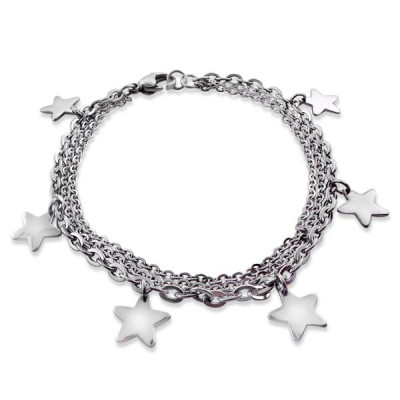 High Polish Surgical Steel Star Bracelet for Women