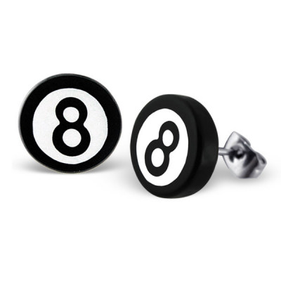 Eight Ball Stainless Steel Ear Studs