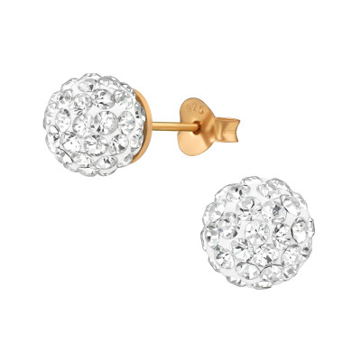 Rose Gold Surgical Steel Ball 8mm Ear Studs with Crystal