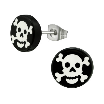 High Polish Surgical Steel Skull Ear Studs