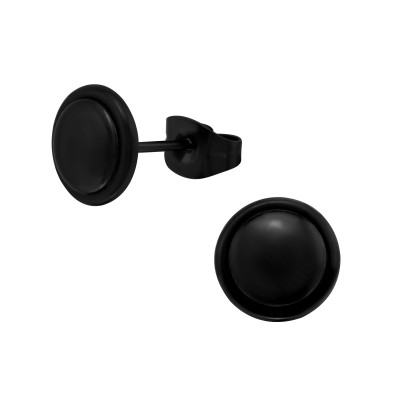 Black Surgical Steel Round Ear Studs