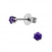 High Polish Surgical Steel Round 3mm Ear Studs with Cubic Zirconia