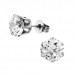 High Polish Surgical Steel Round 8mm Ear Studs with Cubic Zirconia