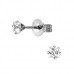 High Polish Surgical Steel Square 3mm Ear Studs with Cubic Zirconia