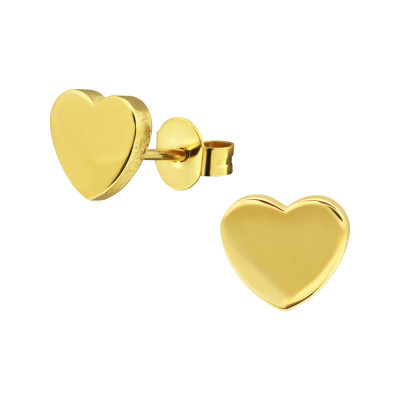 Gold Surgical Steel Heart Ear Studs