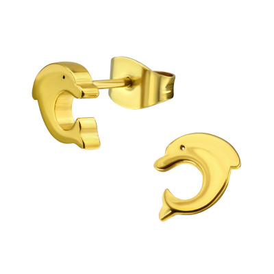 Gold Surgical Steel Dolphin Ear Studs