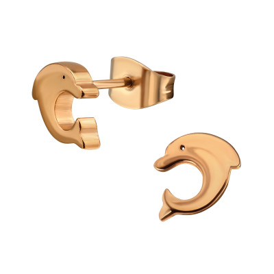 Rose Gold Surgical Steel Dolphin Ear Studs