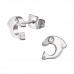 High Polish Surgical Steel Dolphin Ear Studs with Cubic Zirconia