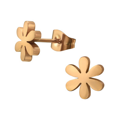 Rose Gold Surgical Steel Flower Ear Studs