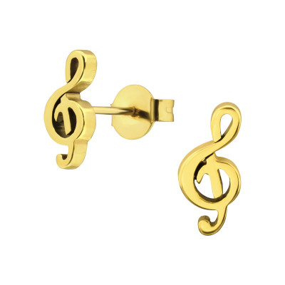 Gold Surgical Steel Clef Ear Studs