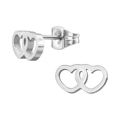 High Polish Surgical Steel Hearts Ear Studs