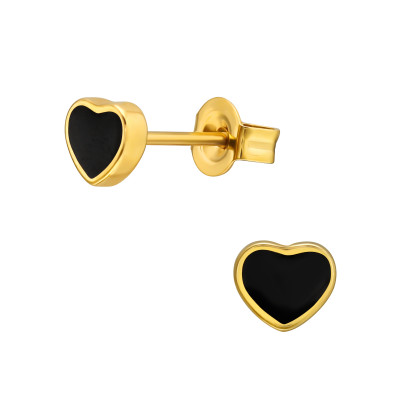 Gold Surgical Steel Heart Ear Studs