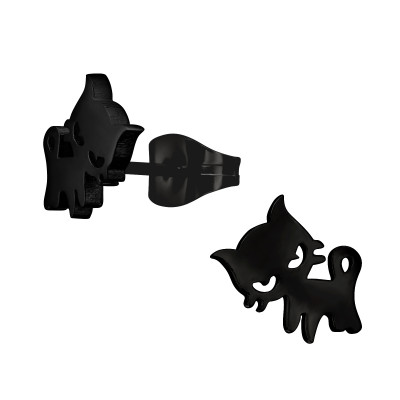 Black Surgical Steel Cat Ear Studs