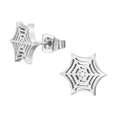 High Polish Surgical Steel Spider Web Ear Studs