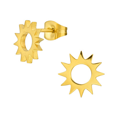 Gold Surgical Steel Sun Ear Studs