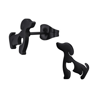 Black Surgical Steel Dog Ear Studs