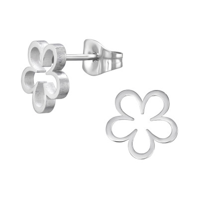 High Polish Surgical Steel Flower Ear Studs