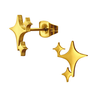 Gold Surgical Steel Northern Star Ear Studs