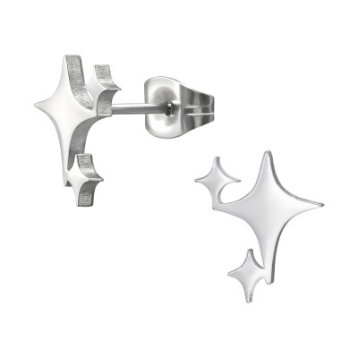 High Polish Surgical Steel Northern Star Ear Studs