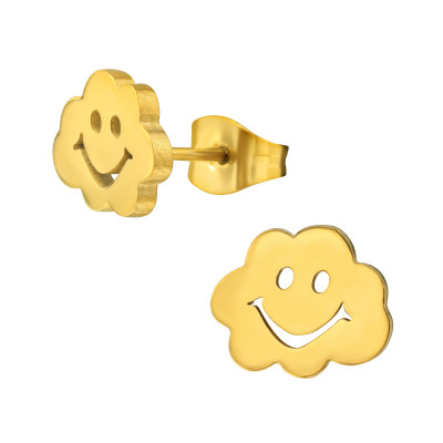 Stainless Steel Smiley Cloud Ear Studs