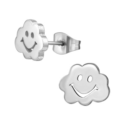 Stainless Steel Smiley Cloud Ear Studs