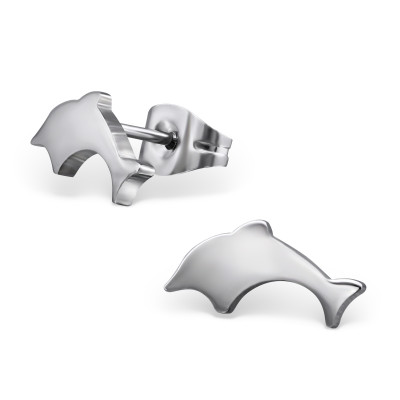 High Polish Surgical Steel Dolphin Ear Studs