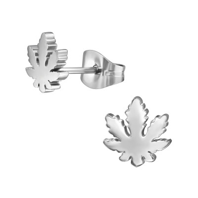 Cannabis Leaf Stainless Steel Ear Studs