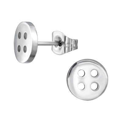 Button Stainless Steel Ear Studs