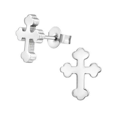 High Polish Surgical Steel Cross Ear Studs