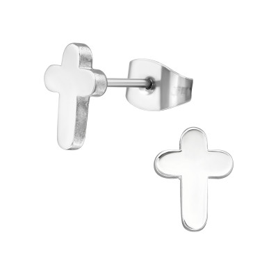 High Polish Surgical Steel Cross Ear Studs