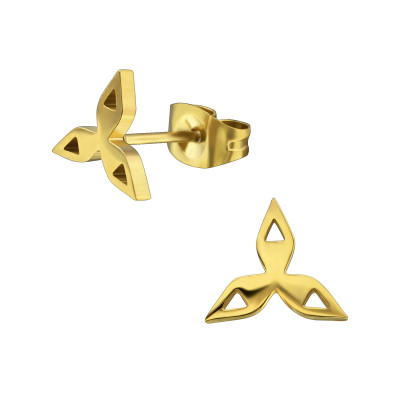 Gold Surgical Steel Trinity Ear Studs