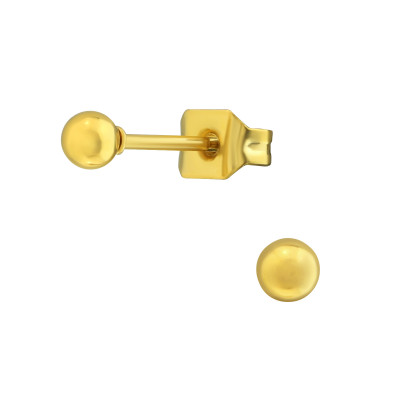 Gold Surgical Steel Ball 3mm Ear Studs