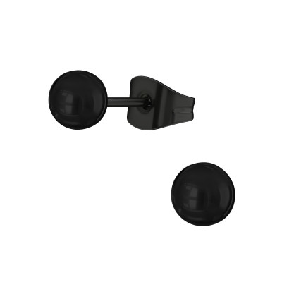 Black Surgical Steel Ball 4mm Ear Studs