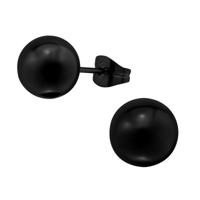 Black Surgical Steel Ball 9mm Ear Studs