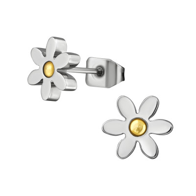 High Polish Surgical Steel Flower Ear Studs