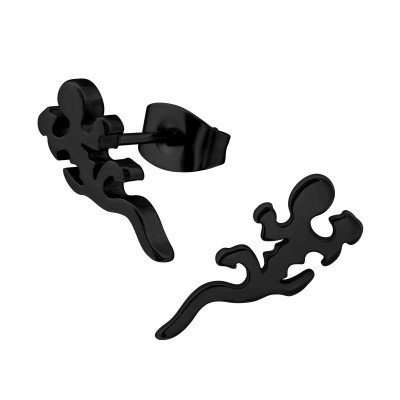 Black Surgical Steel Lizard Ear Studs