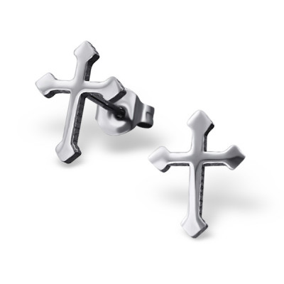 High Polish Surgical Steel Cross Ear Studs