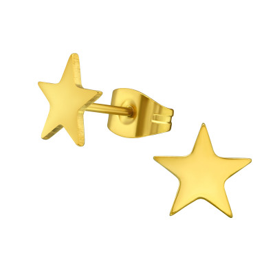 Gold Surgical Steel Star Ear Studs