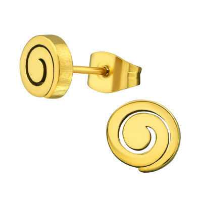 Gold Surgical Steel Spiral Ear Studs