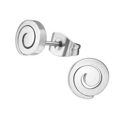 High Polish Surgical Steel Twirl Ear Studs