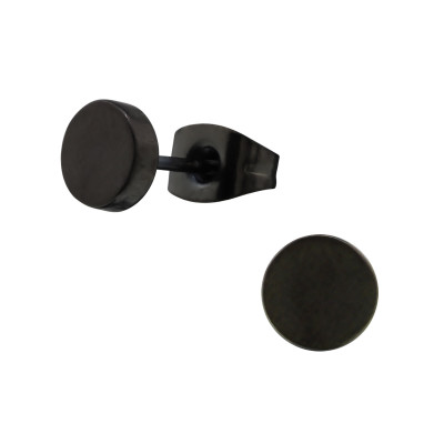 Black Surgical Steel Round Ear Studs