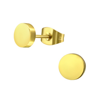 Gold Surgical Steel Round Ear Studs