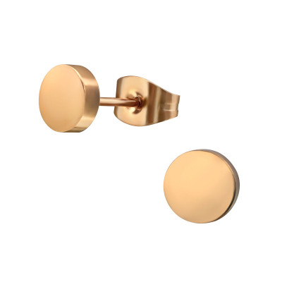 Rose Gold Surgical Steel Round Ear Studs