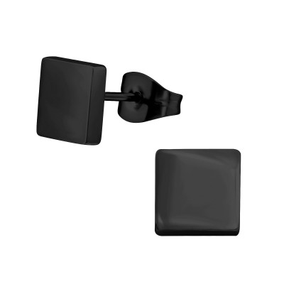 Black Surgical Steel Square Ear Studs