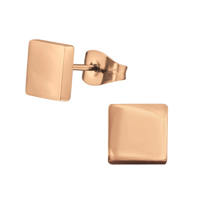 Rose Gold Surgical Steel Square Ear Studs