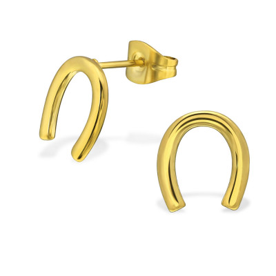 Gold Surgical Steel Horseshoe Ear Studs
