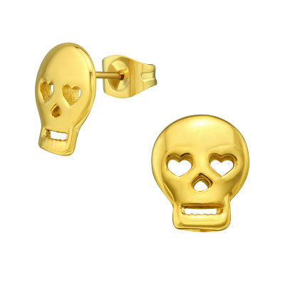 Gold Surgical Steel Skull Ear Studs